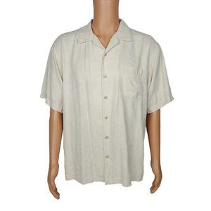 Tommy Bahama Cream Palm Trees Shirt L